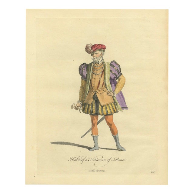 European School, Roman Nobleman Court Dress, 1749, Paper For Sale