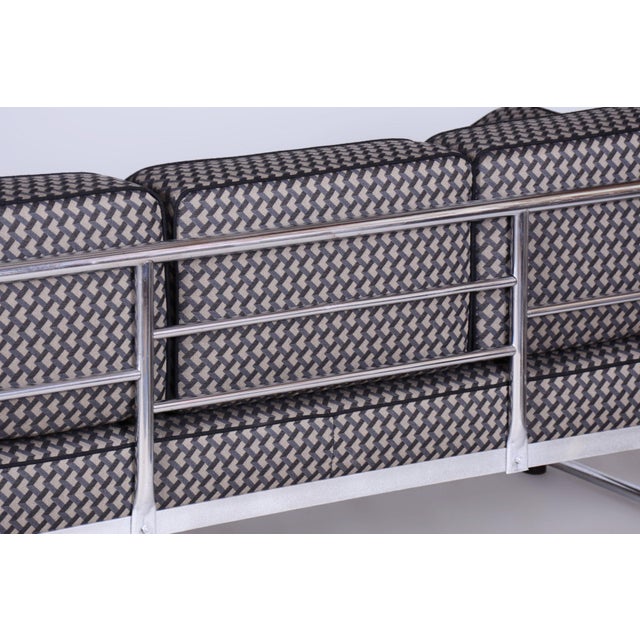 Bauhaus Sofa in Chrome & Upholstery attributed to Mücke-Melder, Czech, 1930s For Sale - Image 4 of 16