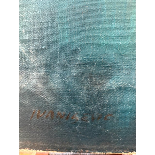 Victorian Vintage Still Life Oil Painting With Cherries Blue Signed Ivanisevic For Sale - Image 3 of 12