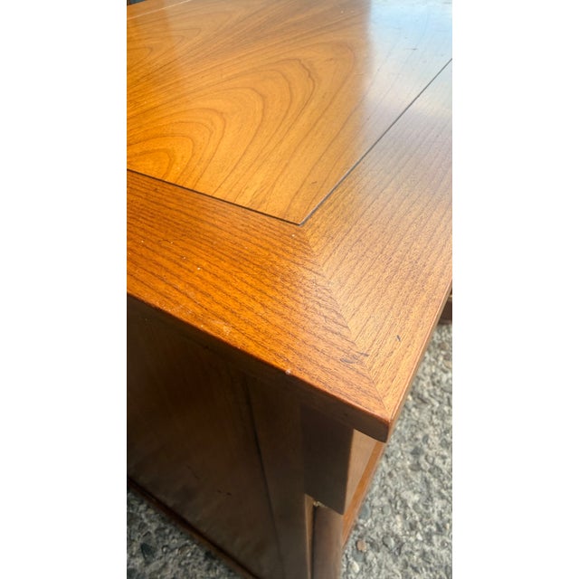1960s Baker Furniture French Empire Neoclassical Cherry & Brass Nightstands — Pair For Sale - Image 10 of 14