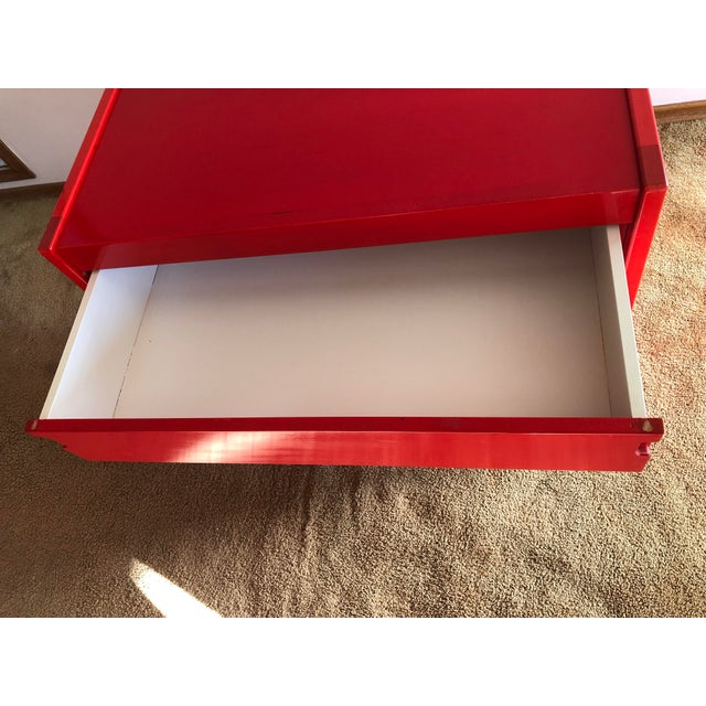 1970s 1970s Red Three Drawer Modern Dresser For Sale - Image 5 of 12