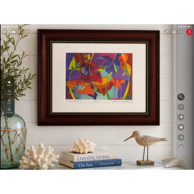 Rustic European Jeannine Mead Bean Signed Limited Edition Print “Grouper’s Conch Mirage” No. 66/150 – Professionally Framed Coastal Art For Sale - Image 3 of 4
