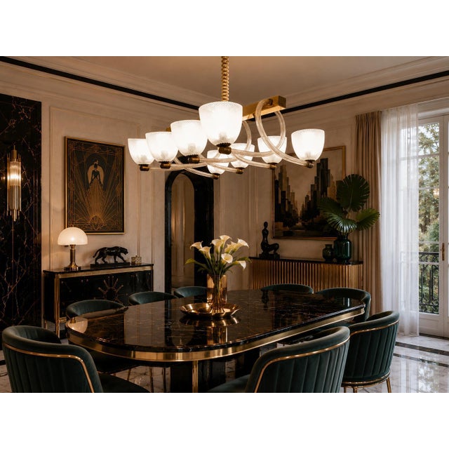 Mid-Century Art Deco Italian Murano Glass Reticello Chandelier, 1930 For Sale - Image 4 of 12
