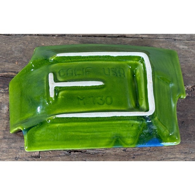 Mid Century Modern Calif Usa Green and Blue Ceramic Ashtray California Art Pottery For Sale In Providence - Image 6 of 6