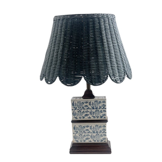 Charming blue and white flower bricks now living as a lamp.