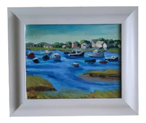 Beth Downey Boats in the Harbour Painting