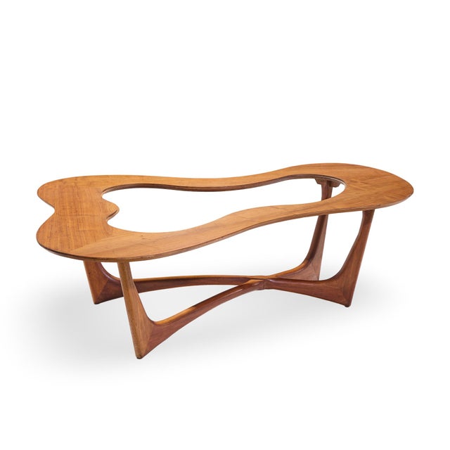 Mid 20th Century Erno Fabry Mid Century Walnut and Glass Biomorphic Coffee Table For Sale - Image 5 of 8