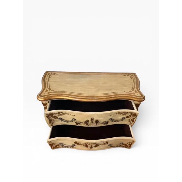 Light Yellow 2000s Maitland Smith Attributed Louis XV Style Distressed Decorated Commode For Sale - Image 8 of 14