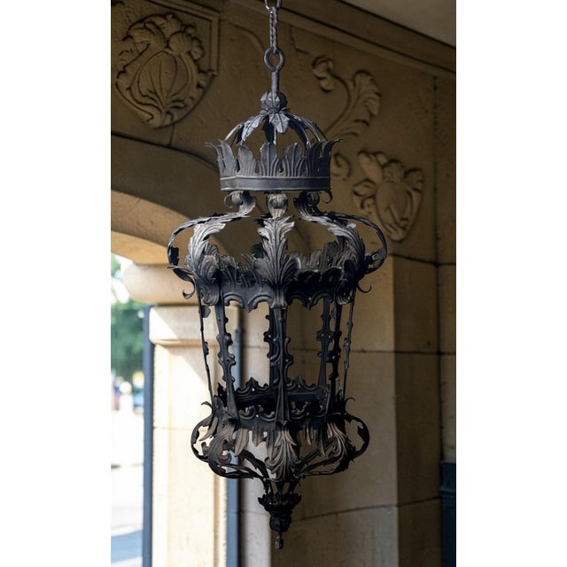 Florentine Renaissance Style Italian Wrought Iron Lantern For Sale - Image 17 of 18