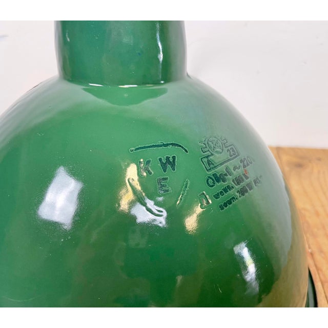 Metal Industrial Green Enamel Factory Lamp from Polam, 1960s For Sale - Image 7 of 14