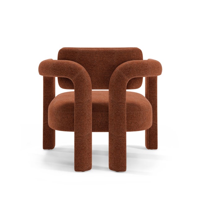 Double Arch Armchair in Orange Chenille from Insidherland For Sale - Image 4 of 5