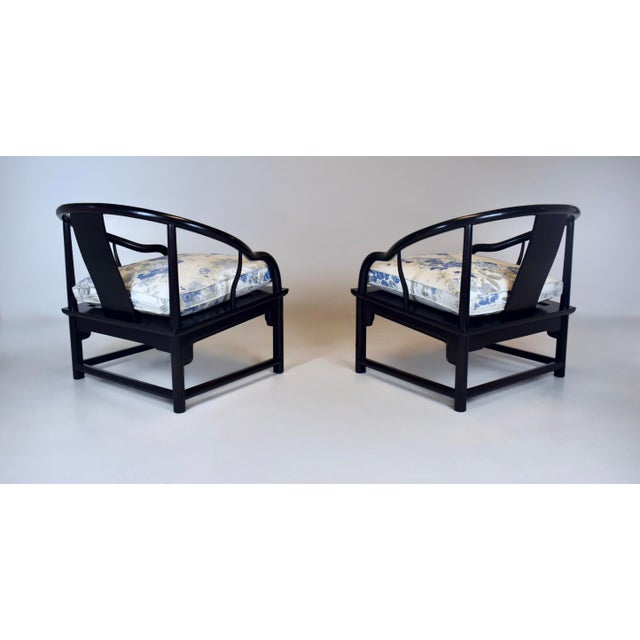 1960s Solid Ebony Chinoiserie Lounge Chairs Baker Furniture For Sale - Image 10 of 14