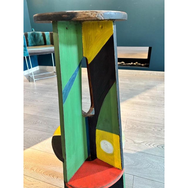 Futurist Stool in Tempera on Wood by Vittorio Osvaldo Tommasini for Farfa, 1920s For Sale - Image 6 of 11