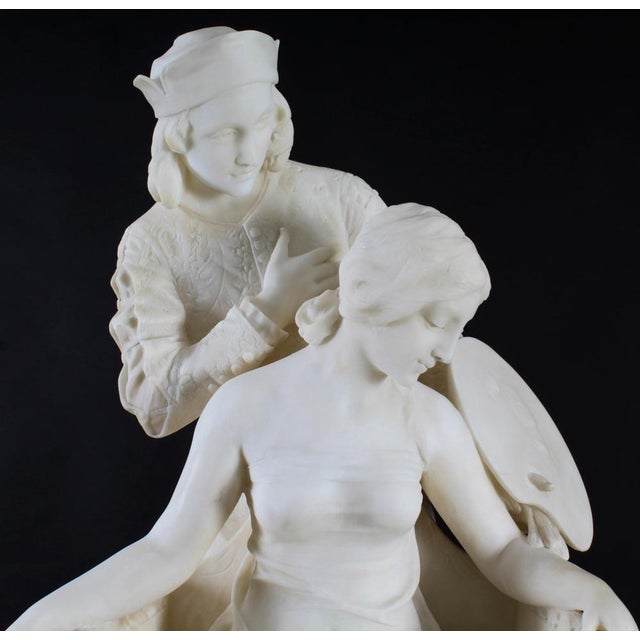 P. Emilio Fiaschi, The Artist's Muse, 19th Century, Large Alabaster Sculpture For Sale - Image 6 of 18