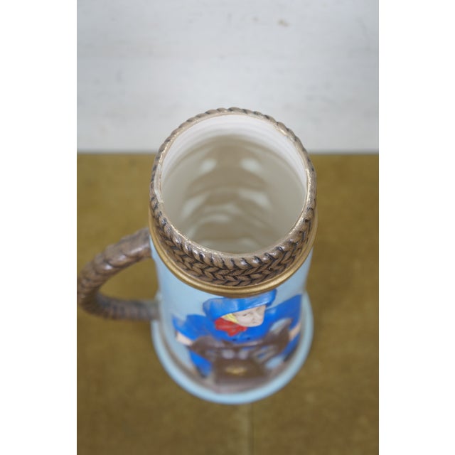 Late 20th Century Vintage Ceramic Nautical Maritime Fisherman Sailor Rope Handle Beer Stein 17" For Sale - Image 5 of 15