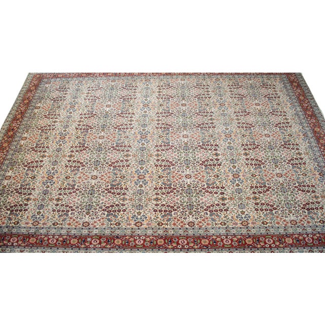 Beige 1970s Collectible Vintage Turkish Hereke Rug Hand Knotted Area Oversize Rug Large Living Room Rug - 10′8″ × 15′5″ For Sale - Image 8 of 18
