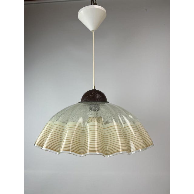 Glass Italian Glass Pendant Lamp with Wavy Edge, 1970s For Sale - Image 7 of 18