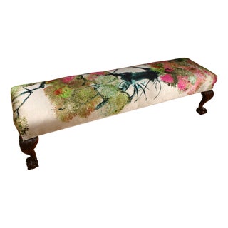 Antique Late Victorian Claw Ottoman in Timorous Beasties Pinyin Tree Velvet from Maple & Co, 1900s For Sale