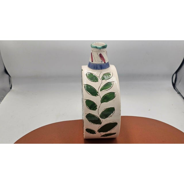 Vase with Painted Flowers in Majolica, 1950s For Sale - Image 3 of 7