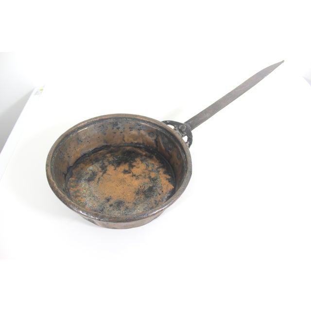Antique Copper and Iron Pan for Decorating French Style Country Kitchen Primitive Hand Forged For Sale - Image 9 of 10