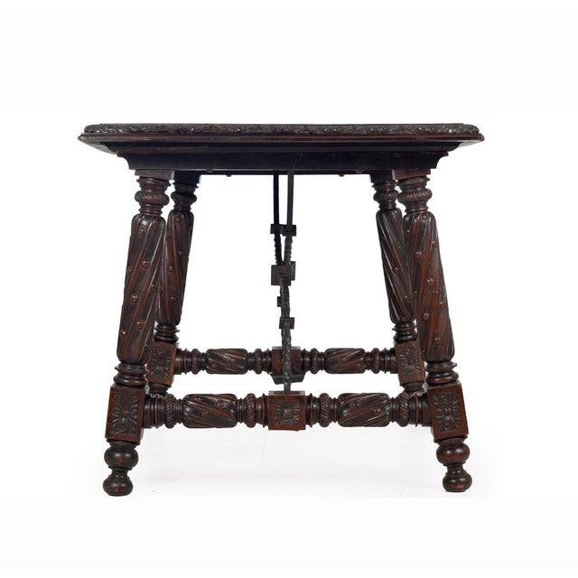 Coffee Incredible 19th Century Spanish Revival Library Table For Sale - Image 8 of 12