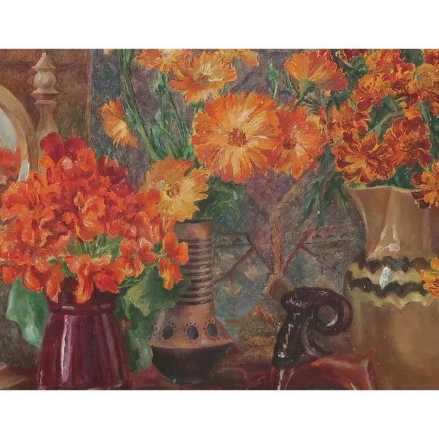 Vintage Floral Oil Painting, Still Life, Soviet Ukrainian Art 53-67 For Sale - Image 4 of 6