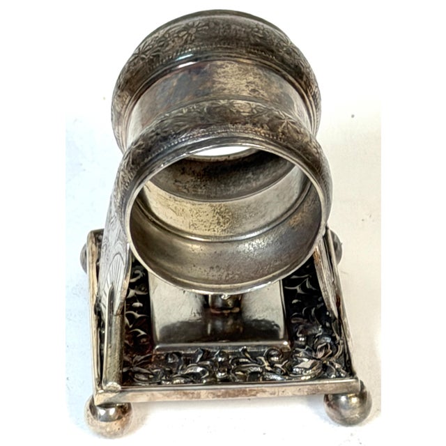 Silver American Japonisme Twin Fan Figural Napkin Ring by Meriden, Circa 1880 For Sale - Image 8 of 10