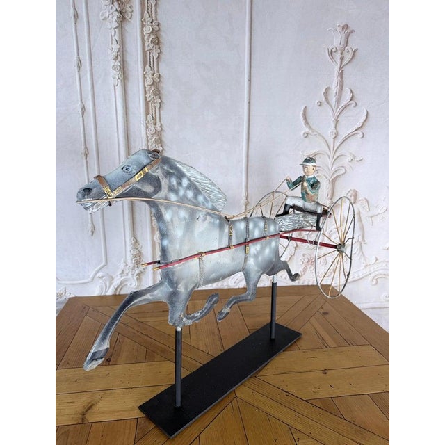 American Folk Art Painted Metal Horse & Sulky Weathervane For Sale - Image 10 of 13