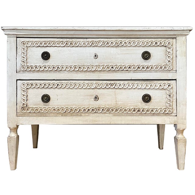 Rare Pair of 19th Century Carved Painted Gustavian Dresser Commodes For Sale - Image 16 of 16
