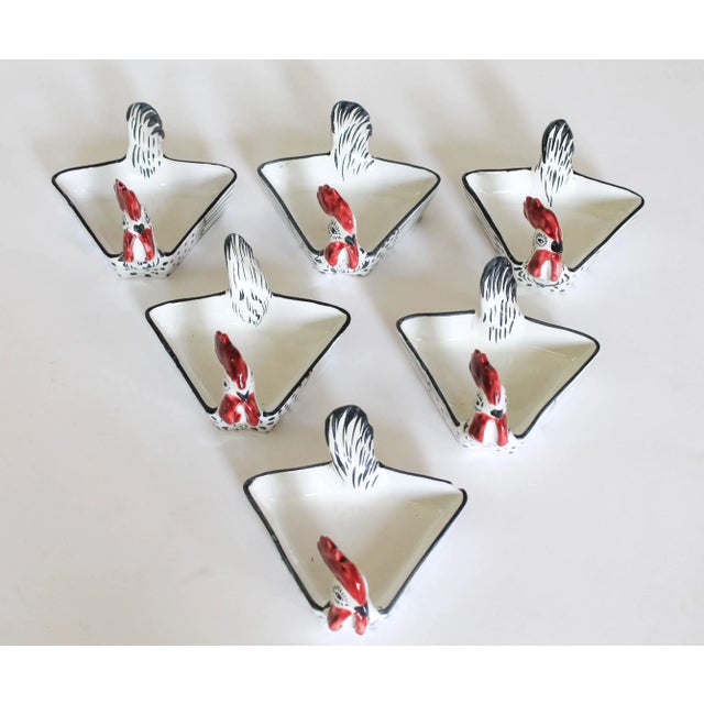 Farmhouse Set of Six Italian Ceramic Rooster Candy / Nut Dishes For Sale - Image 3 of 13