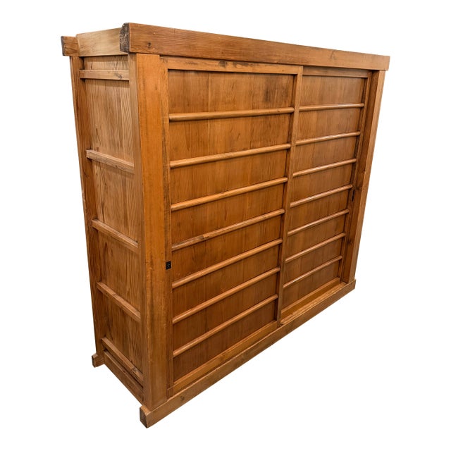 Tansu Storage Sliding Door Cabinet, Vintage For Sale