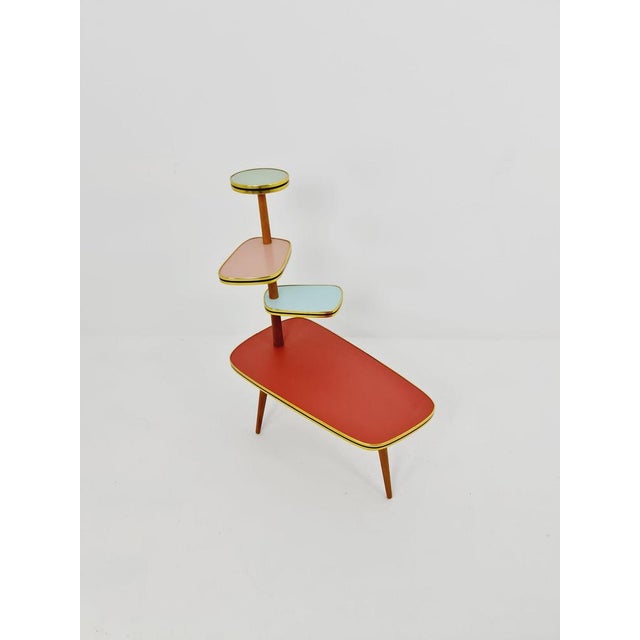 Big 1950s german plant stand, colorful vintage mid-century minimalist indoor plant stand side table retro flower table it...
