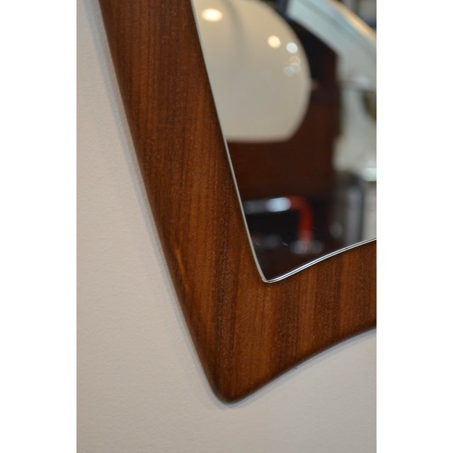 Mid-Century Danish Teak Wall Mirror with Sculptural Frame, 1960s For Sale - Image 6 of 10