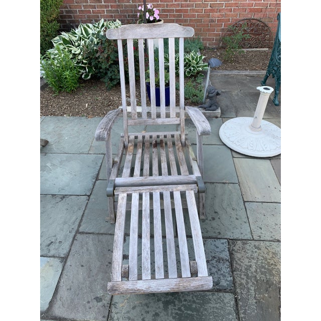 2010s Contemporary Solid Teak Lounge Steamer Chairs With New Cushions - Set of 2 For Sale - Image 5 of 9