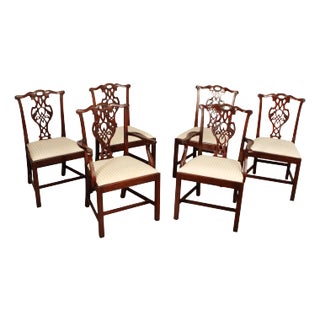 Baker Furniture Chippendale Style Set of Six Mahogany Dining Chairs For Sale