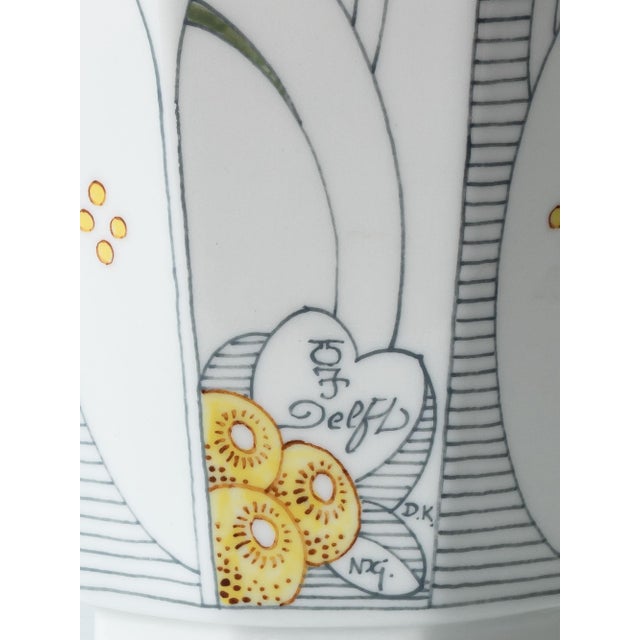 Art Deco Ceramic Table Lamp with New Jacquard Lampshade by Royal Delft For Sale - Image 4 of 18