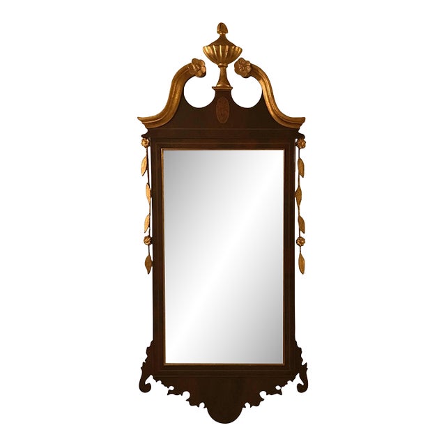Diminutive Gilt and Mahogany Inlaid Mirror 19th Century For Sale