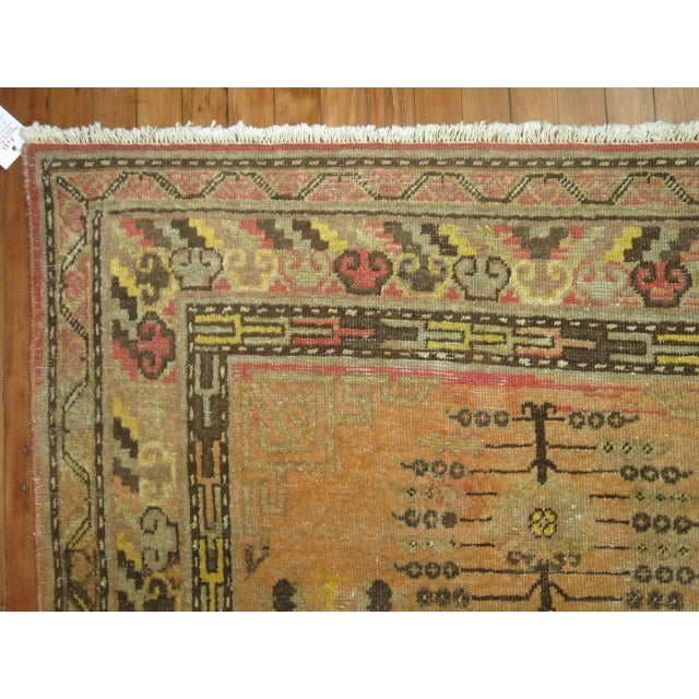 Late 19th Century 19th Century Zabihi Collection Orange Khotan Scatter Rug - 4'1" x 5'4" For Sale - Image 5 of 12