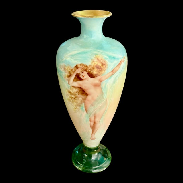 Art Nouveau Antique Belleek Hand-Painted Porcelain Vase, Marked For Sale - Image 3 of 8