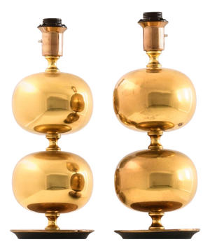 Golden Table Lamps in Brass from Henrik Blomqvist, 1960s, Set of 2