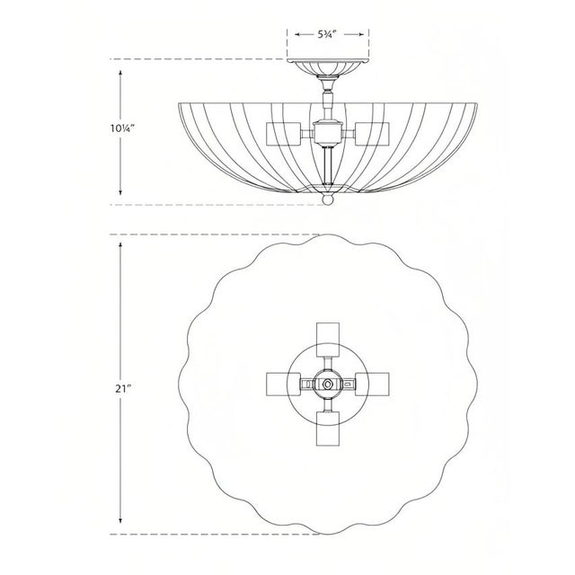 Modern AERIN for Visual Comfort Signature Rosehill Large Semi-Flush Mount in Polished Nickel with White Strie Glass For Sale - Image 3 of 3