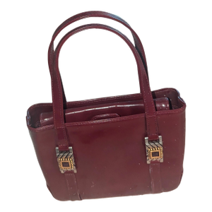 Vintage Ruby Red Patent Leather Mini Structured Tote
