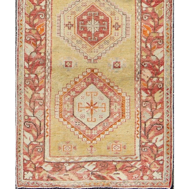 Keivan Woven Arts, En-498, Vintage Turkish Oushak Runner - 3'2 X 10'. This magnificent hand-knotted Vintage Turkish Oushak...