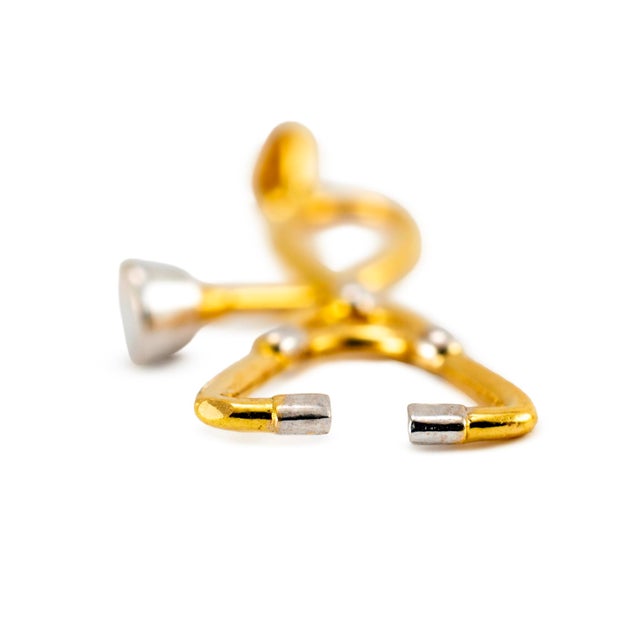 Early 21st Century 18k Yellow and White Gold Stethoscope Charm Pendant For Sale - Image 5 of 8