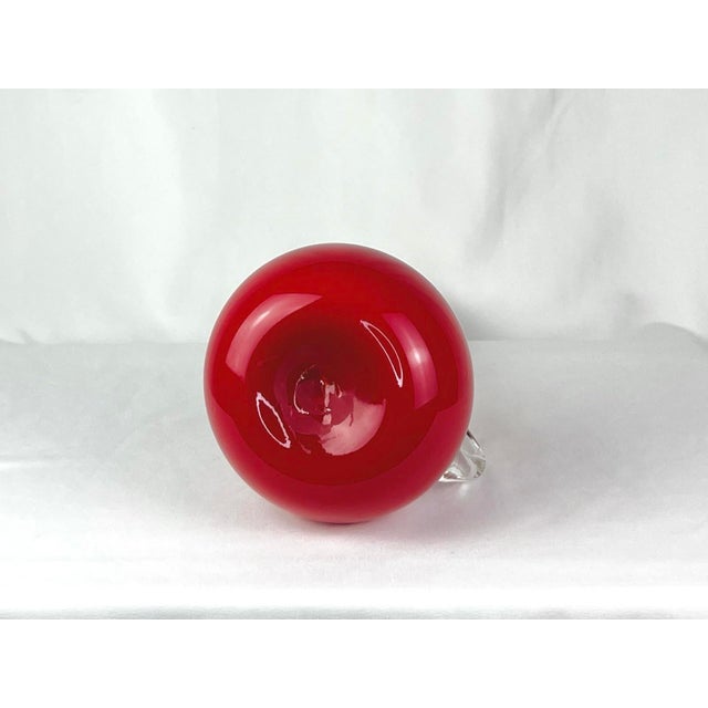 19" Mid 20th Century Italian Cased Ruby Red & Opalina Glass Ewer — Murano / Empoli Style For Sale - Image 10 of 12