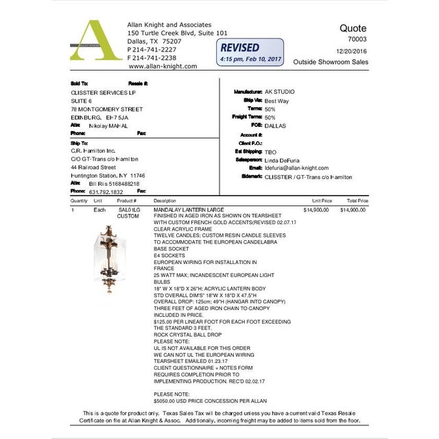 Early 21st Century Large Mandalay Lantern by Allan Knight For Sale - Image 5 of 7