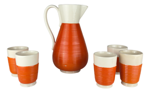 Vintage Water Set from Ceramiche Rometti Umbertide, Italy, 1930s, Set of 6
