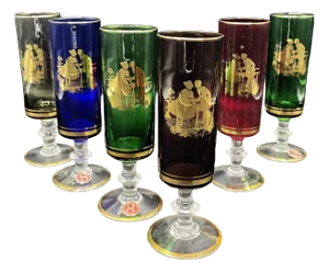 Vintage Italian Multicolored Glasses, 1950s, Set of 6