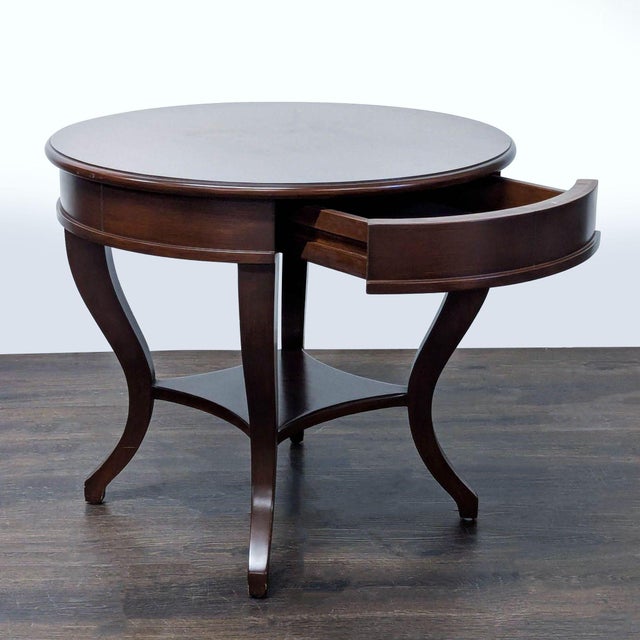 2000 - 2009 One Drawer Drum Table With Shelf For Sale - Image 5 of 10