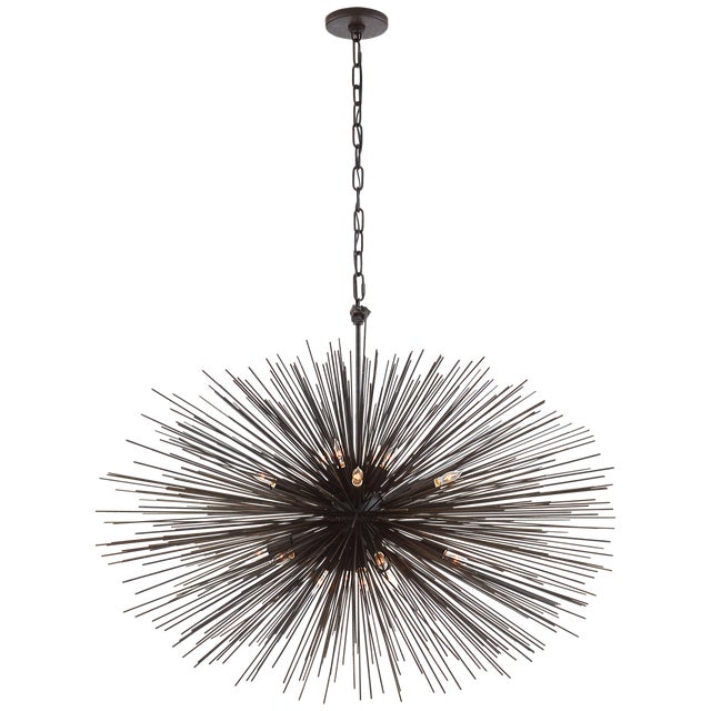 Kelly Wearstler for Visual Comfort Signature Strada Medium Oval Chandelier in Aged Iron For Sale